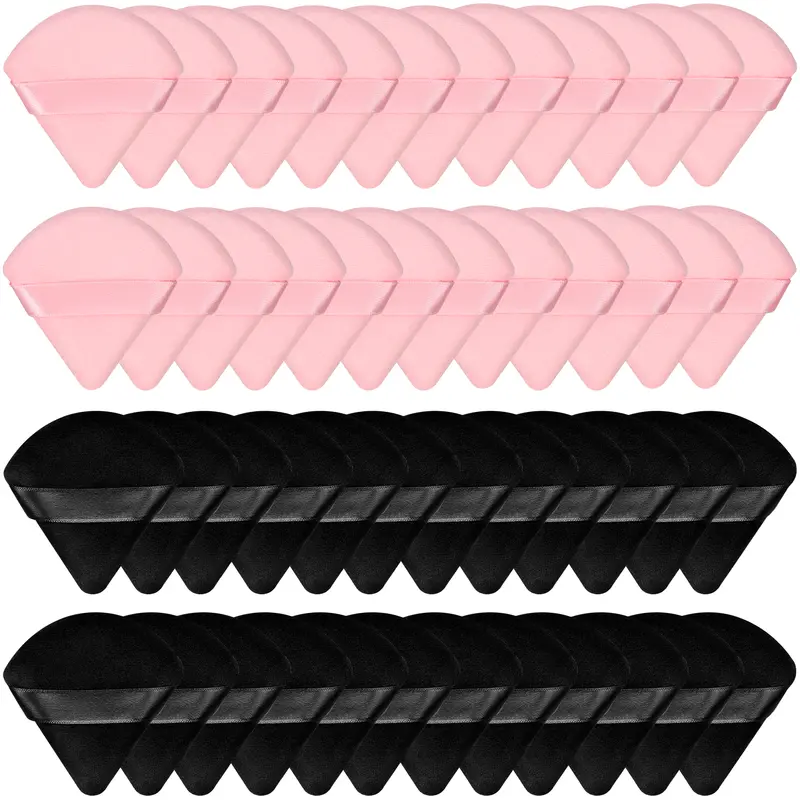 Colovis  Powder Puff Set Soft Velour Triangle Makeup Sponge for Foundation & Loose Powder Pink & Black Ideal for Travel Daily Use Easy to Clean Beauty Tools