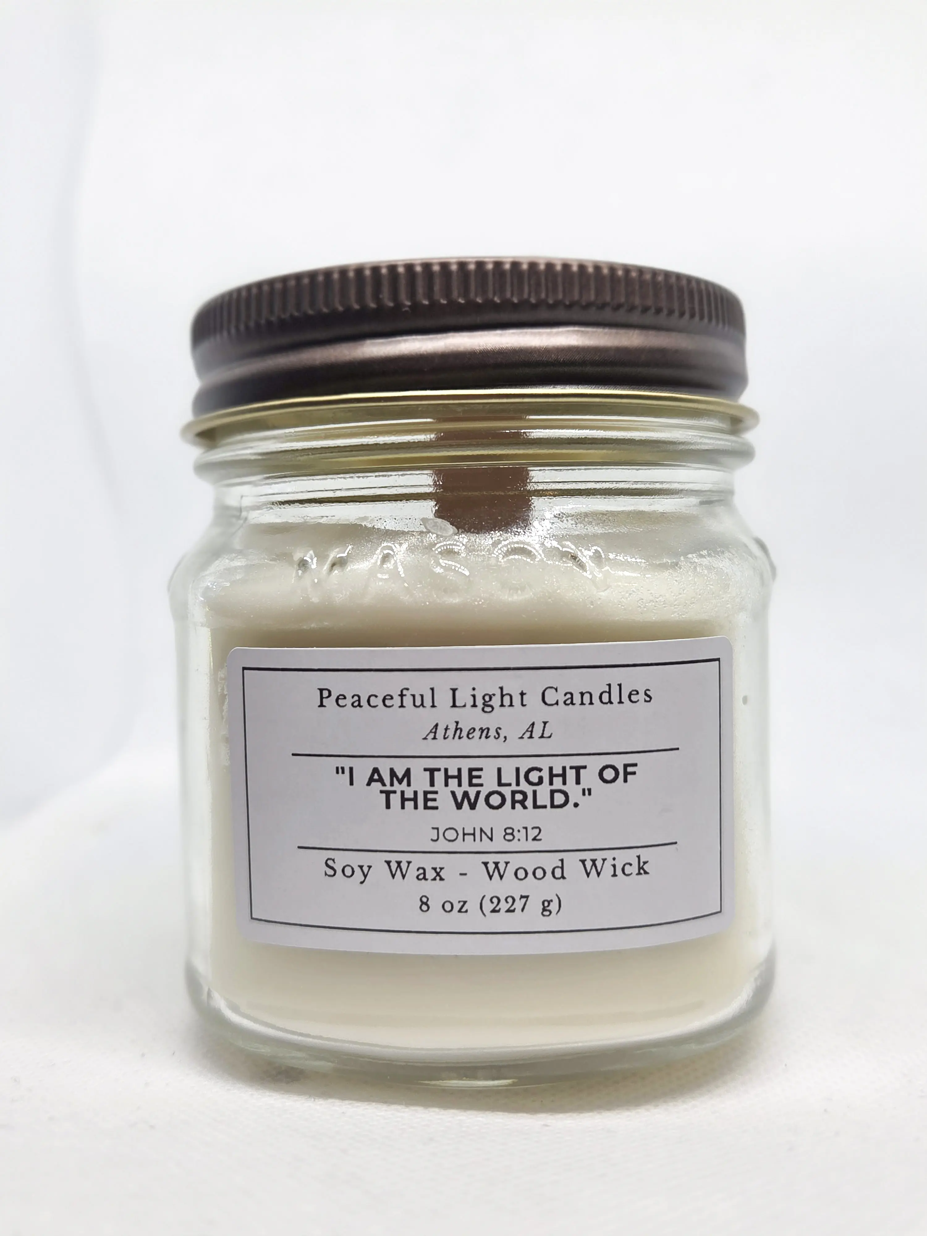 I Am the Light | John 8:12 Scripture Soy Candle | Warm Vanilla Sugar | Wood Wick | Bible Verse Candle