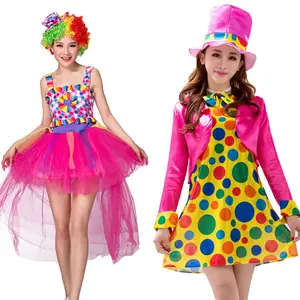 Women's Colorful Dot Print Dress & Hat Set, Creative Costume Set for Party Show, Cosplay Costume for Women & Girls