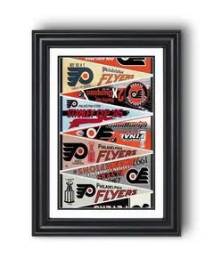 Philadelphia Flyers “Vintage Pennants and Stanley Cup Champions” Collection Print – Classic Hockey Wall Art