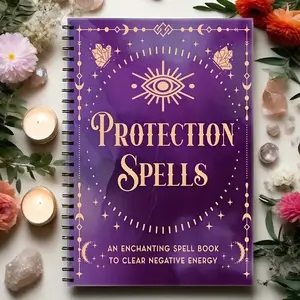 Protection Spells Coil Notebook, Magic Spell Book, Mysticism Witchcraft Spiritual Style, Ideal for Witches and Spirituality Enthusiasts, Journals For Writing