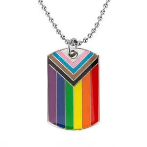 Progress Pride Dog Tag Necklace