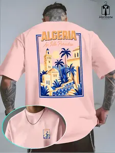 North African Vacation Algeria Landscape T-Shirt Daily Wear, Long Fitted Casual Top, All Seasons Comfortable Clothing