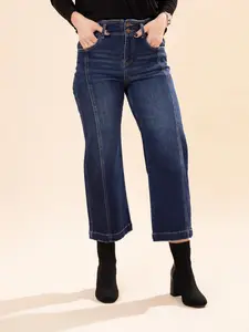 Risen High Rise Crop Wide Front Seam Detail Jeans | 0-3XL