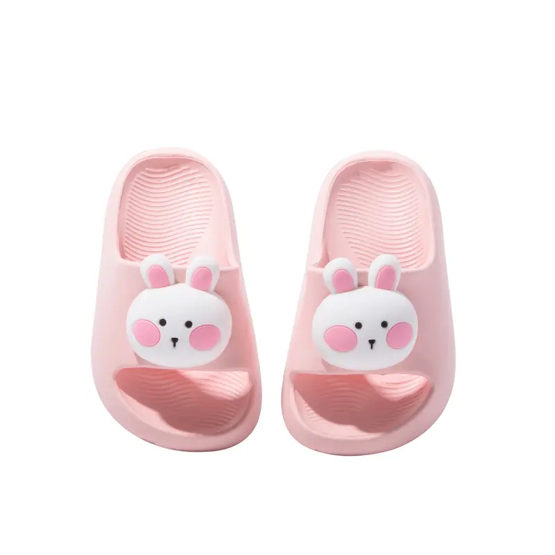 Girls' Lightweight Cute Cartoon Bunny Slide Slippers - Quick-Dry EVA Toddler Footwear, Pool-Ready, All-Seasons, Pain-Relieving, Pink Indoor Slippers for Living Room