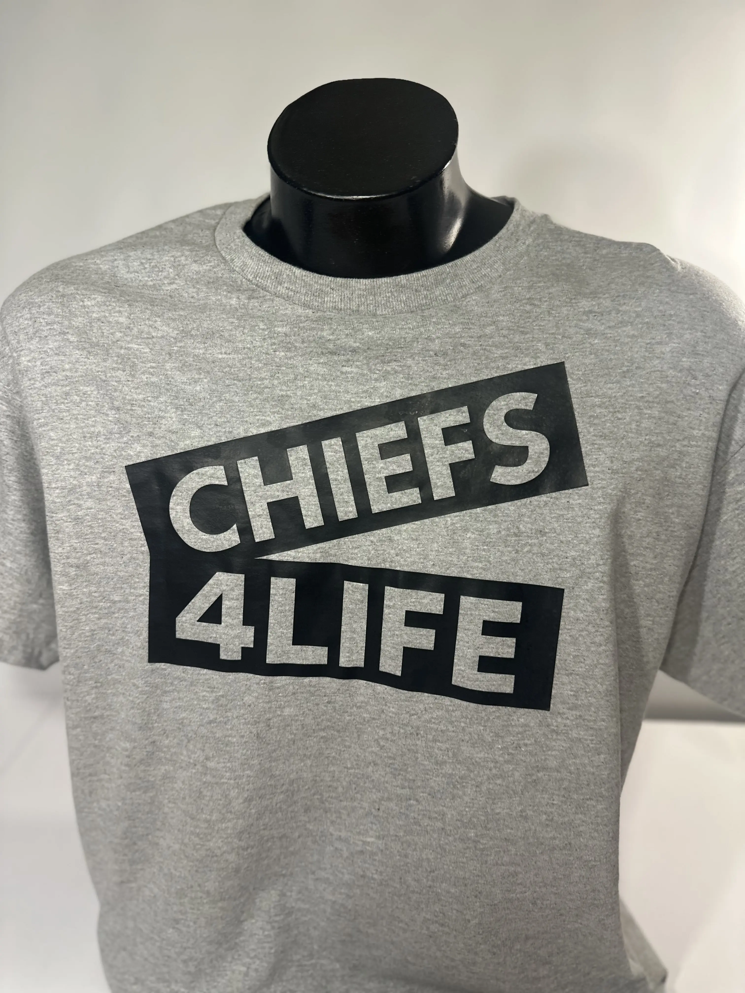 CHIEFS 4LIFE Grey T-Shirt with Black Lettering - Unisex Fit, Premium Cotton Blend, Kansas City Pride, Everyday Wear
