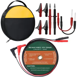 2 Wires 30FT 18AWG Retractable Test Leads with  Bag and Dual Ended Electrical  Clips Test Probe Lead Wire Cables for Circuit Connection/Electrical Testing and Troubleshooting