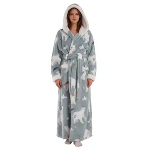 Hooded Bathrobe Gowns Loungewear Nightwear Long Sleeve Comfortable Stylish for Home Relaxation Everyday Style Womenswear with Pizza Print Eeyore Onesie