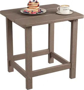 17 in Square HDPE Plastic Outdoor Side Table - Durable Adirondack Patio End Table, Weatherproof, Tool-Free Easy Assembly Outdoor Patio Furniture for Beach, Porch