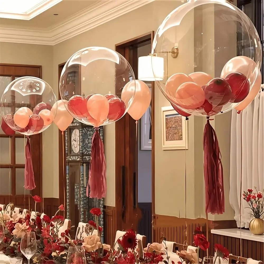 15pcs Transparent Bubble Bobo Balloons, Clear Bobo Balloon, Large Transparent Bubble Balloon, Clear Balloons For Stuffing, for Wedding Birthday Party Decoration, Shower, and Holiday Celebrations