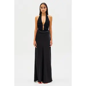 Celine Satin Maxi Dress - Black