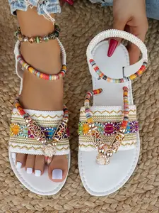 Women's Fashion Bohemian Style Flat Sandals, Casual Fashion Versatile, Perfect for Weddings Parties Outdoor Beach