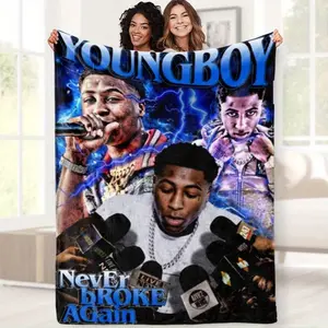 Young Boy Style Printed Flannel Blanket - Patterned Flannel Blanket Suitable for Home Office Car and Camping, Soft Comfortable Warm Four Seasons Multifunctional Nap Blanket and Small Throw, Birthday Gift Holiday Present Christmas Gift