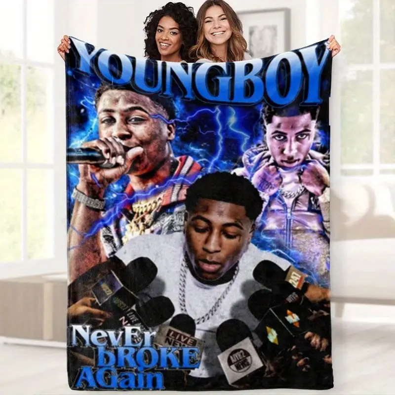 Young Boy Style Printed Flannel Blanket - Patterned Flannel Blanket Suitable for Home Office Car and Camping, Soft Comfortable Warm Four Seasons Multifunctional Nap Blanket and Small Throw, Birthday Gift Holiday Present Christmas Gift
