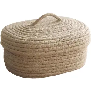 Woven Storage Basket with Lid, Multi-purpose Tote Fabric Basket, Ideal for Gifts, Birthday Raffles, Fundraising Events, Pet Organization, Shelf Basket