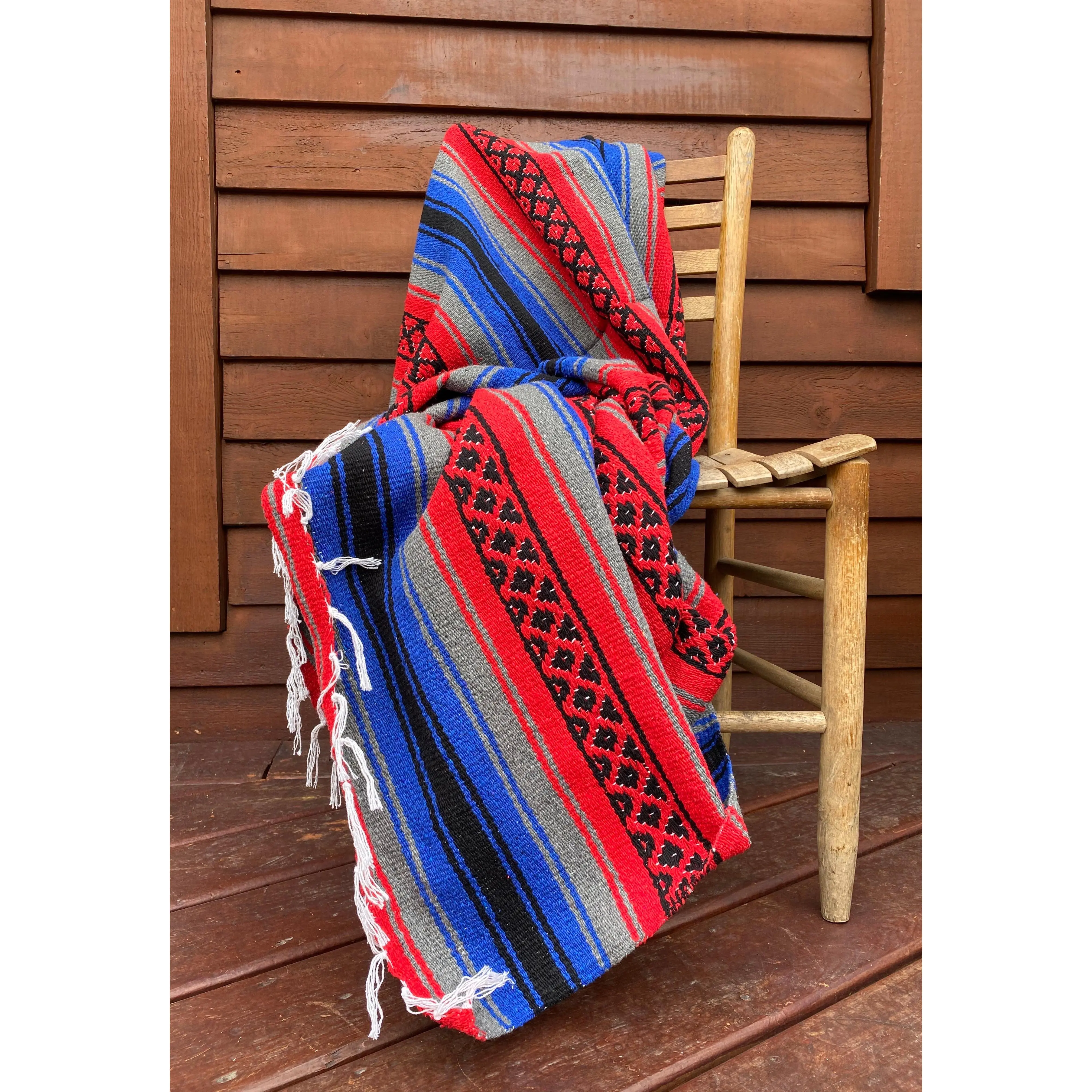 Pow-Wow Blue/Red Yoga Blanket