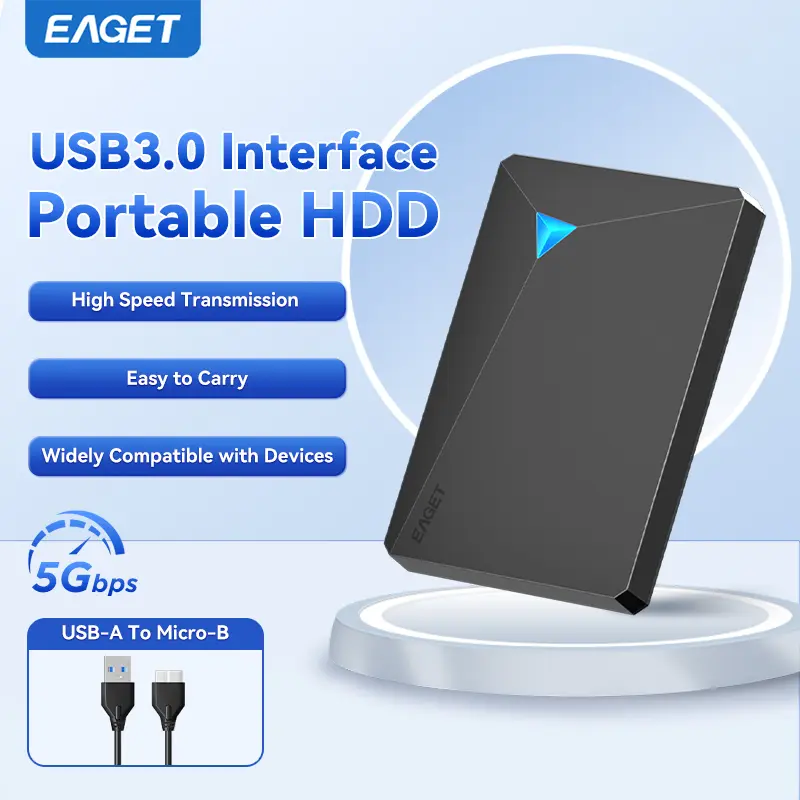 Portable External Hard Drive for PS5/PS4/Xbox 1TB-5TB High-Speed USB 3.0 Game Storage Expansion Ultra Slim Plug & Play Shockproof Portable HDD for Gamers Massive Game Archives Backup Office Workers Data Backup Drive 5TB/4TB/1TB/500GB/320GB/250GB EAGET