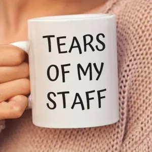 1pc Humorous Office Themed Ceramic Coffee Mug 11oz - "Tears of My Staff" Novelty Gift for Boss, Corporate Work Environment, Funny Drinkware