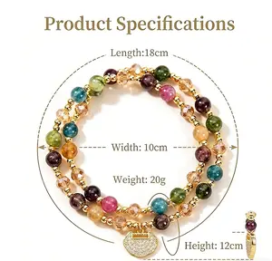 Double-Strand Colorful Tourmaline "Peace Lock" Bracelet — A Light-Luxury, High-End, and Exquisite Handpiece | The "Lucky Charm" Bracelet — A Perfect Gift Choice for Attracting Wealth, Abundance, and Exceptional Good Fortune, Ideal for 2026! Bohemian Jewel