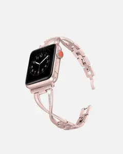 Rose Gold Apple Watch Crystal Metal Strap– Luxury Bracelet for Apple Watch