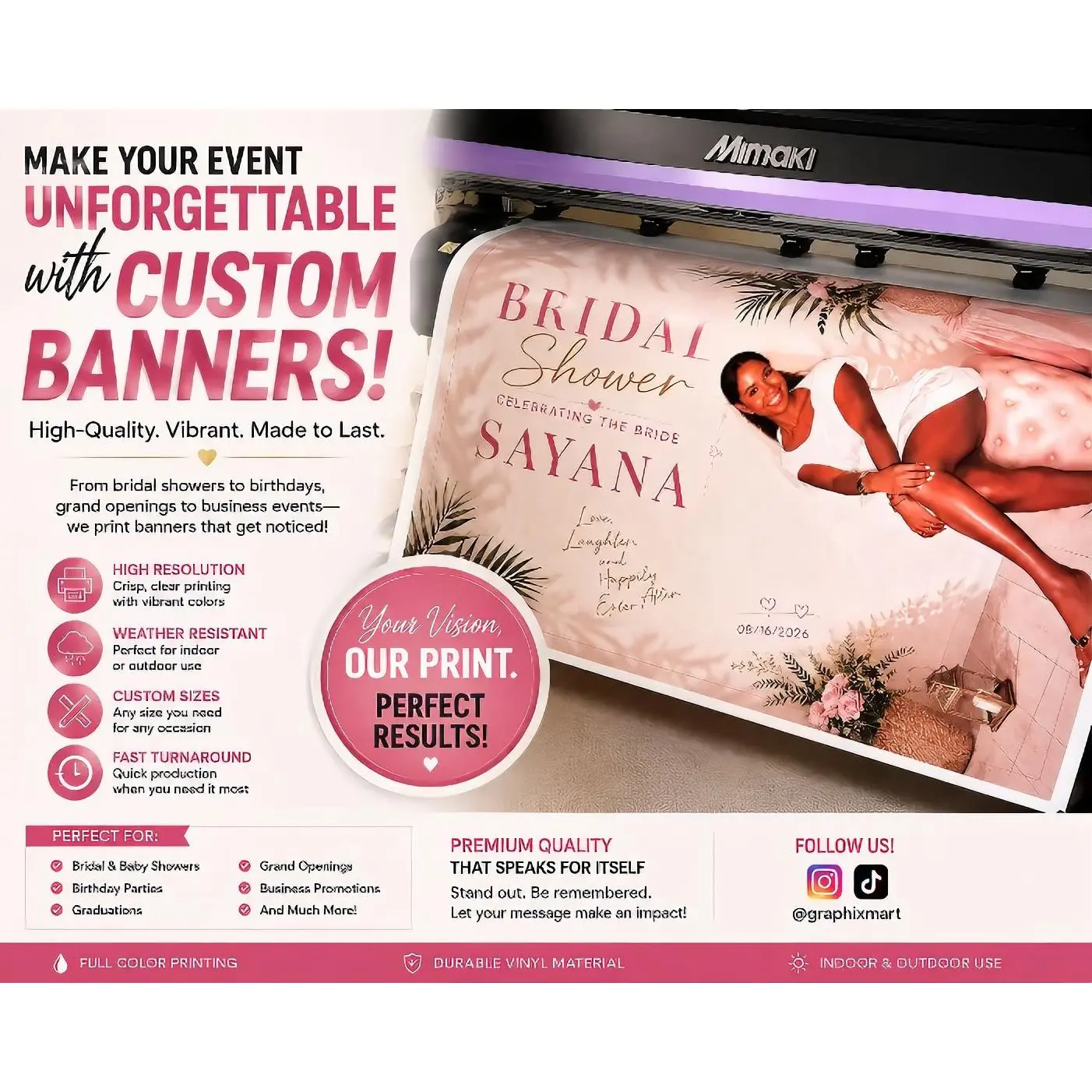 Custom Banners for Any Occasion High-Quality Vibrant Weather-Resistant Premium Quality Durable Material Indoor & Outdoor Use
