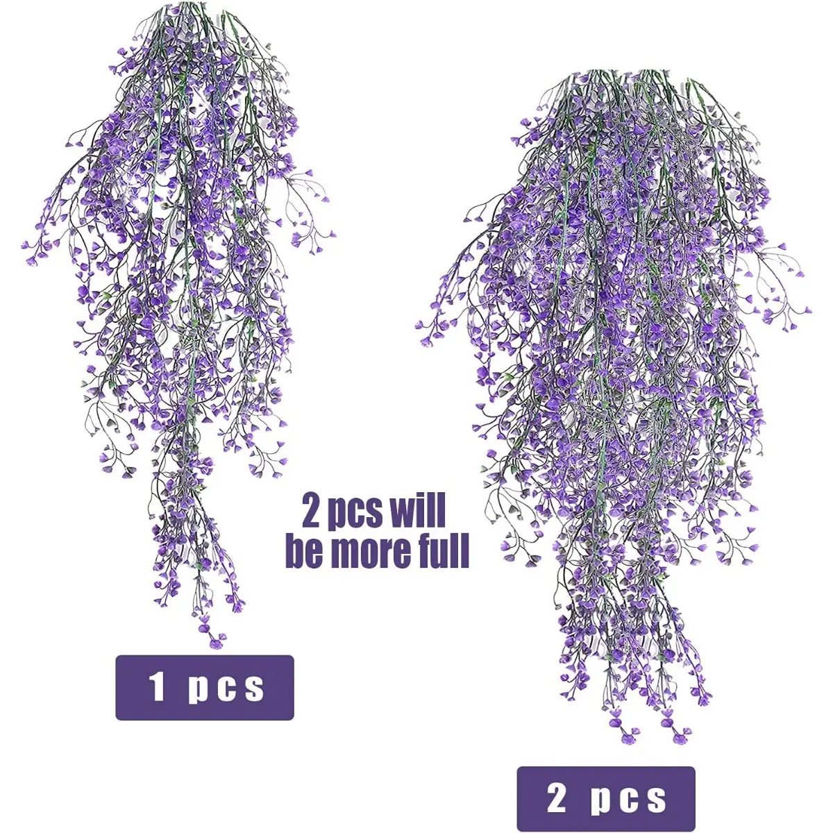 4pcs UV-Resistant Plastic Decorative Wisteria Vines - Realistic Faux Hanging Plants for Indoor/Outdoor Decor, Wall-Mounted No-Electricity Easy-Install Embellishments for Weddings, Parties