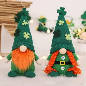St. Patrick's Day Gnome Plush - Green Shamrock Irish Gnome for Home Decor & Holiday Party
