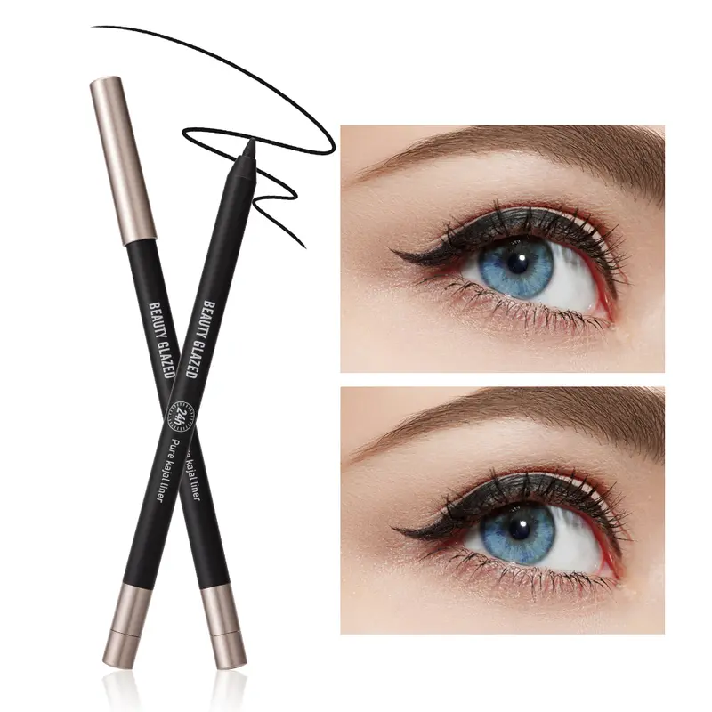 24Hr Waterproof Gel Eyeliner - Intense Black, Smudge-Proof, Long-Lasting, Water-Resistant Black Eyeliner Pencil Lipliner Makeup