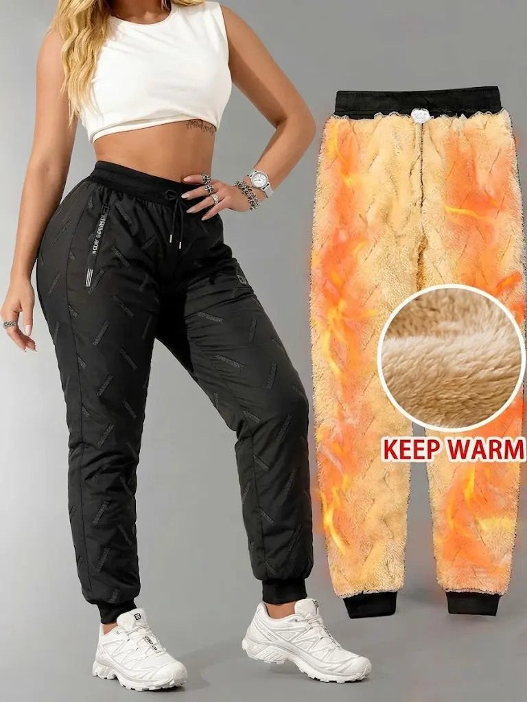 Women’s fleece-lined winter pants | waterproof thermal warm joggers | slim-fit insulated cold-weather trousers for outdoor hiking, skiing, and everyday wear | not bulky, fits all body types — women’s clothing