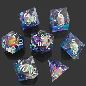 Dnd Dice Set, Handmade Resin Liquid Core Dice, Sharp Liquid Core Rpg Accessories, Perfect for Tabletop Games, Role-Playing Game Gear