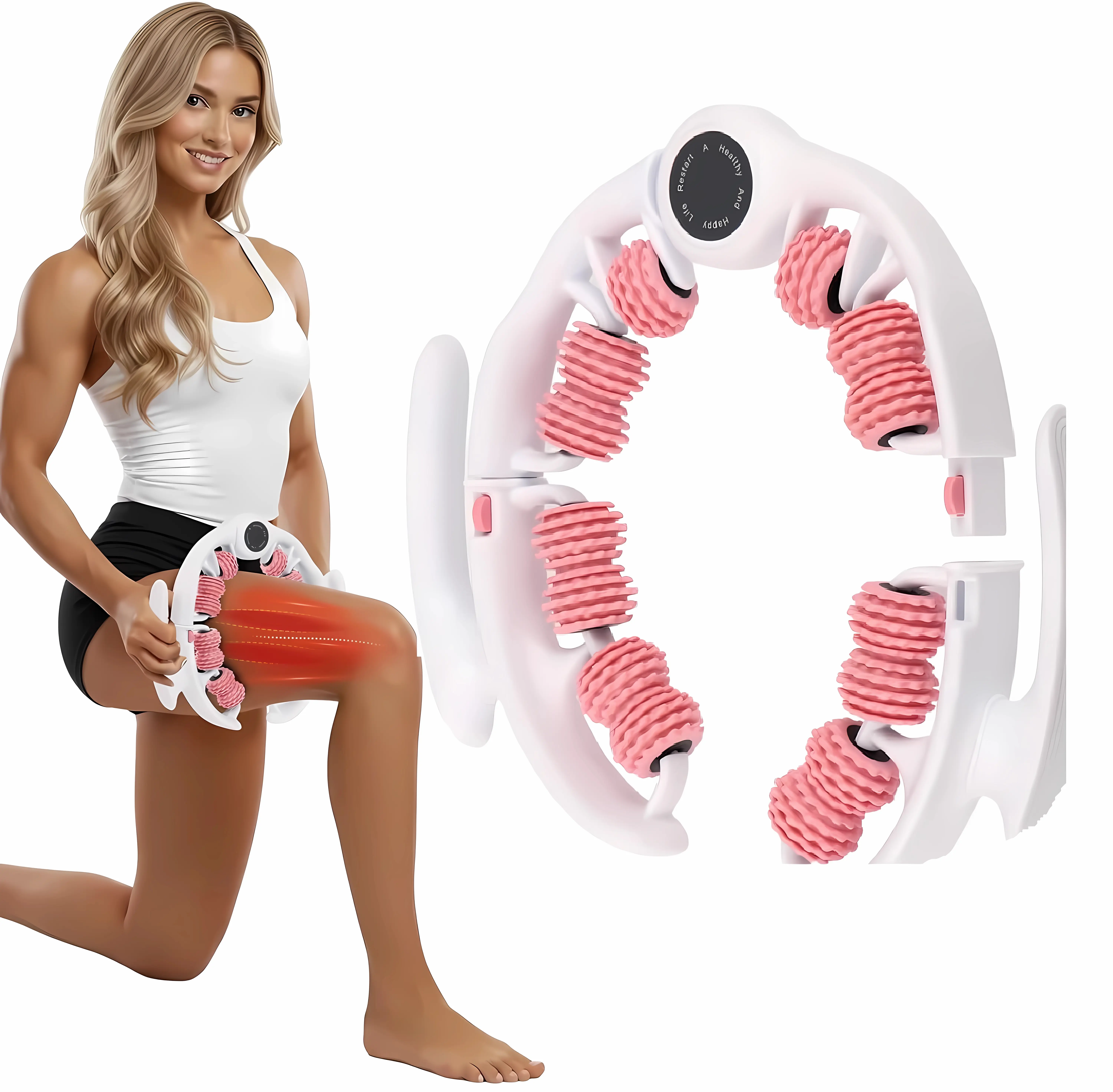 Deep Tissue Massage Roller for Fast Muscle Recovery & Stress Relief, Manual Body Care Device for Thighs and Calves, Ergonomic Yoga Equipment for Shoulder Pain Relief, Daily, Handle, Massage Devices, Ergonomic Push-Pull Roller, Arms, Firming, Neck Support,