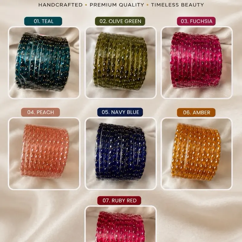 MEHR Raindrop Glass Bangles, 12-Piece Trendy Jewelry, Elegant Bracelet, Fashionable Accessory for Daily Wear, Jewelry Accessory