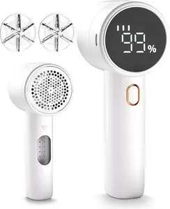 Fabric Shaver, Lint Remover Rechargeable, Electric Portable Sweater Defuzzer with 3 Speeds, 6 Leaf Blades, Digital LED Display to Remove Pilling for Clothes, Furniture, Sweater, Couch, Blanket