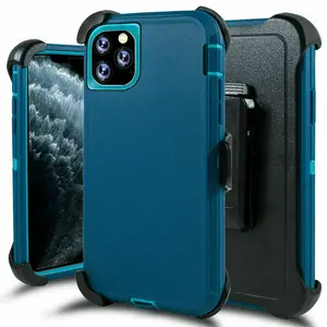 Teal Rugged Shockproof Defender Case Cover for iPhone 13 / 13 Pro / 13 Pro Max / with Belt clip