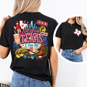 She's From Texas I Can Tell Shirt, She's From Texas Big Red Shirt, Texas Native Southern Charm Cowgirl Tee, Full Colors, Full Sizes S-4XL