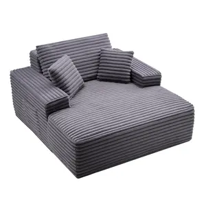 【DealsForYouDays】VEVOR Ergonomic Armchair, 48in Boneless Indoor Chaise Lounge, Modern Upholstered Oversized Reading Chair with Sponge, Pocket Springs, Side Pockets & Armrests, Deep Seat Sleeper for Living Room, Bedroom