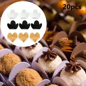 20 Pcs Multi-Use Chocolate Trays, Paper Mousse Wrappers, Cup Liners, Dessert Cups, Foldable Paper Mats, Creative Chocolate Holders
