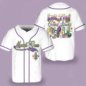 Personalized Mardi Gras Baseball Jersey, Custom Name And Number Baseball Jersey, Mardi Gras shirt, Gift For Family Matching