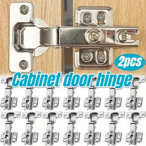 2pcs hinges for cabinet doors, damping buffer soft close hinges, stainless steel cabinet door hinges, damping buffer soft silent wardrobe door concealed hinges with screws, cabinet door hinges