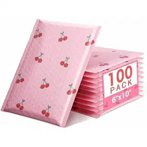 6x10 Inch Pink Poly Bubble Mailers 100 Pack, Self Seal Adhesive Small Padded Mailing Envelopes,Cushioning Bubble Envelopes for Shipping,Mailing,Small Business,Packaging,Bulk#0