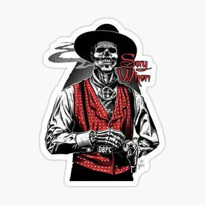 Say When Skeleton Cowboy Sticker – Western Skull Gunslinger Vinyl Decal for Laptop Water Bottle Car