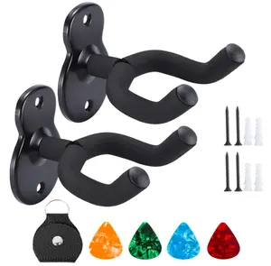 Guitar Wall Mount,Ukulele Hanger Hook Holder Stand Guitar Hangers Hooks for Acoustic Electric Bass Guitars and Ukulele (2 Set)