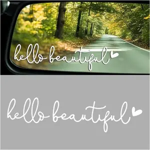 Mirror Stickers for Cars, Hello Beautiful Rearview Mirror Stickers, Car Window Decal Decoration, Dresser Mirror Decals, Car Decoration Accessories, Car Mirror Decals for Women