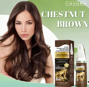 Cai Gai Bai Permanent Multi-Color Home Hair Dye Kit(Chestnut Brown)with Comb - Ammonia-Free Plant-Based Gentle Direct Hair Dye Formula, Long-Lasting Vivid Color, Non-Damaging - For Men, Women,Chestnut Brown