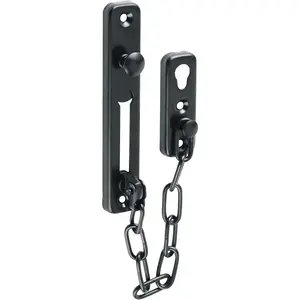 Door Chain Lock, Door Latch Guard with Spring Anti- Press Lock, Stainless Steel Safety Chain Bolt for Interior Front Toilet Barn Fence Garage (Black (Without Adjustment Ring))