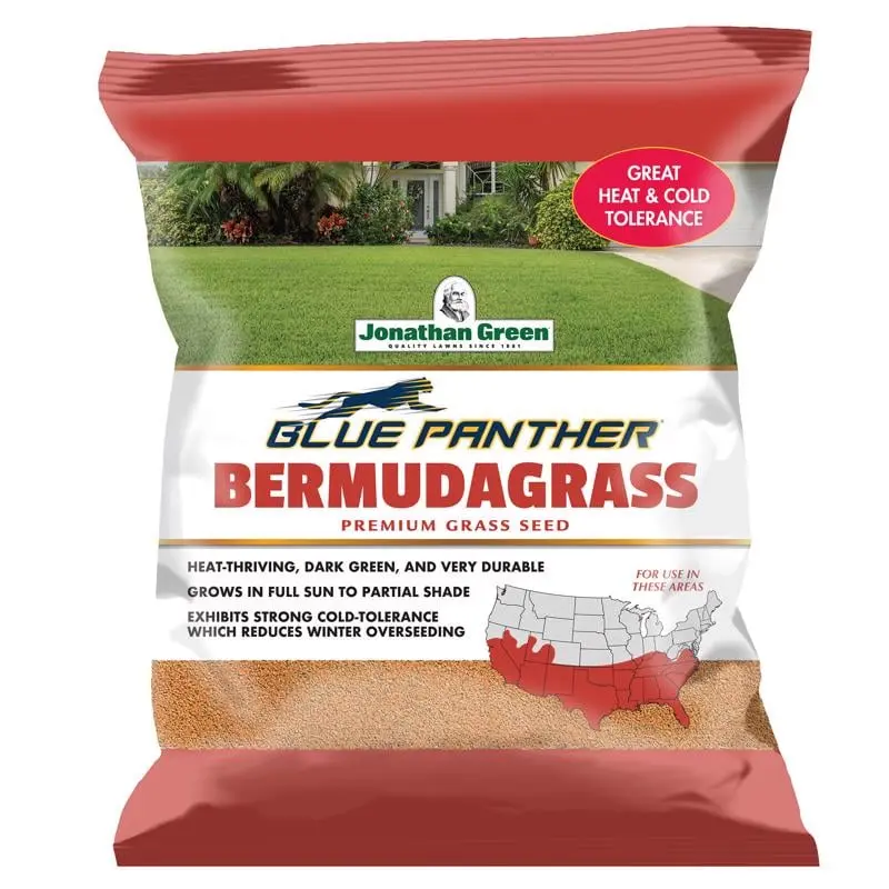 Jonathan Green 7060772 Blue Panther Bermuda Grass Seed Packet Grass, 1 lb Lawn Seeds, Full Sun-Medium Shade, Quick Establishment, Strong Root Growth, Vibrant Green Residential Landscape Coverage