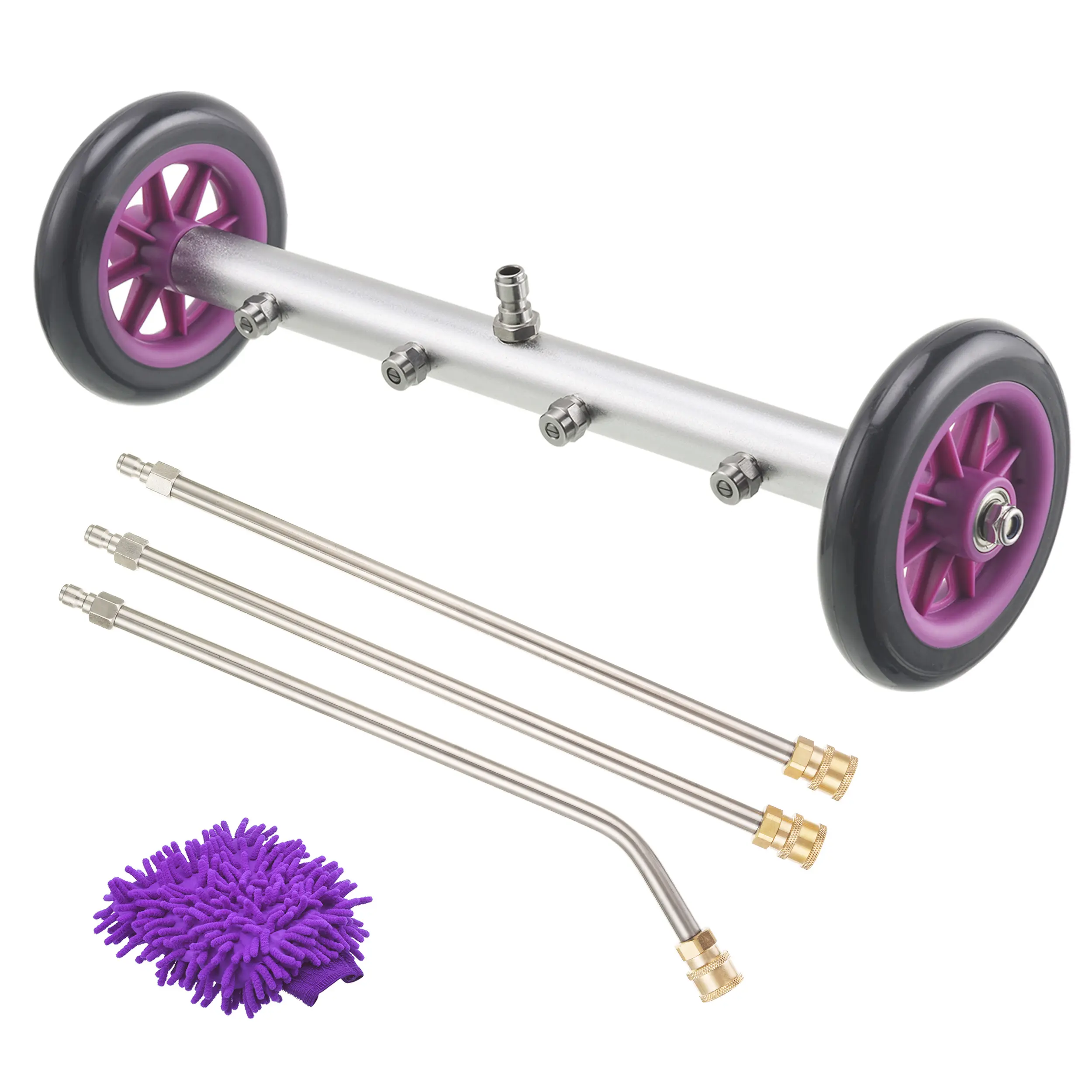 PWACCS Undercarriage Pressure Washer Attachment, 16-in Undercarriage Spray, 3-Extension Wands Multi-Wand Set, 4000 PSI Tool Accessories with Quick Connect Power Washer Nozzle for Car, Truck, Trailer Washing