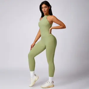 MASKERT Women's Sleeveless Athletic One-Piece Jumpsuit Comfortable for Yoga Workouts Fitness Summer Energetic Style Everyday Activewear Athleisure Style,