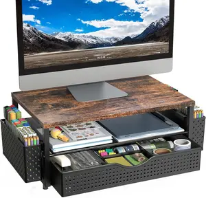 Desk Organizer and Accessories, Computer  Stand Riser with Drawer and 2 Pen Holders, Office Desk Accessories & Workspace Organizers for Office Supplies ()