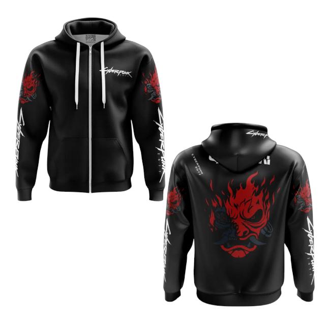 Johnny Silverhand Jacket Cyberpunk 2077 Unisex Basic Zip Hoodie Long Sleeve Premium Fleece Fabric High-Quality 3D Graphic Machine Washable